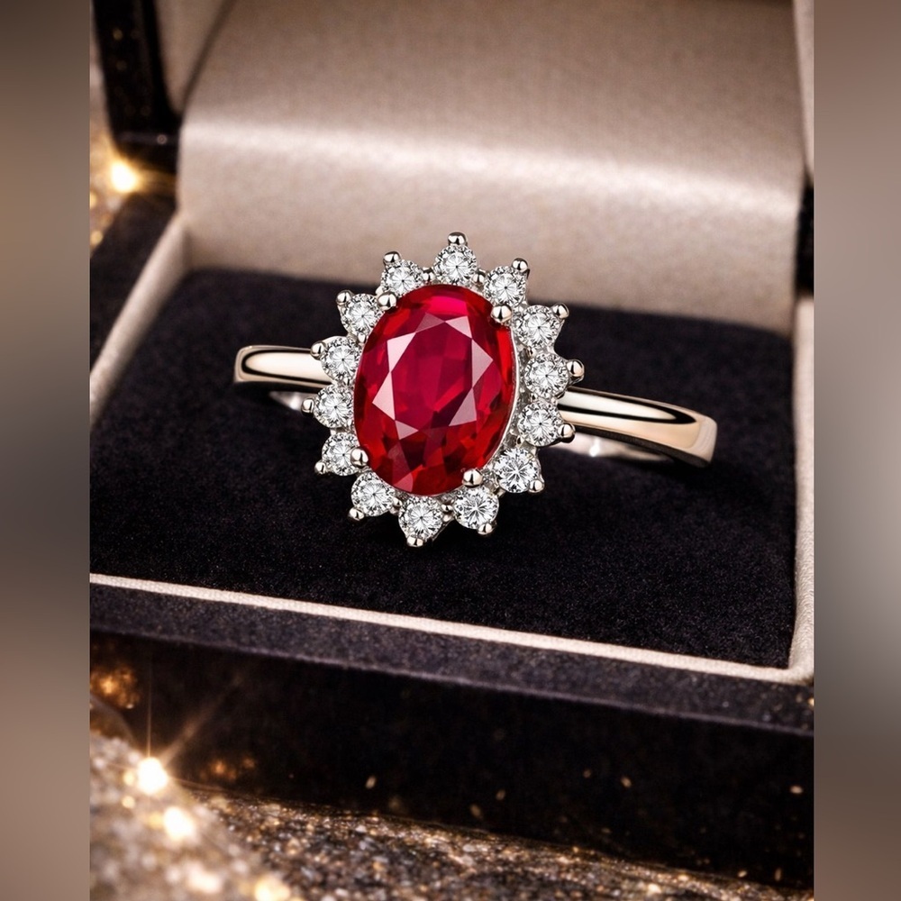 Luxe Ruby & Diamond Halo Ring
